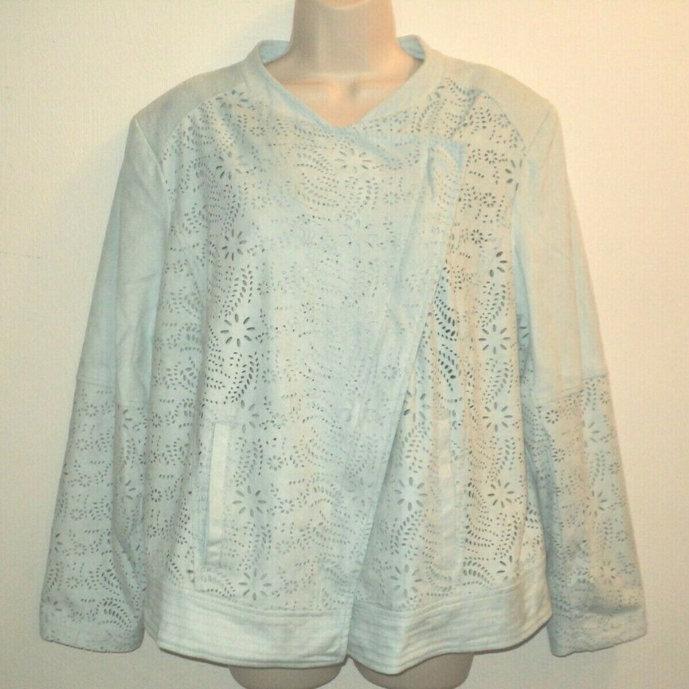 NEW Chico's 3, L-XL Moto Jacket Faux Suede Zipped